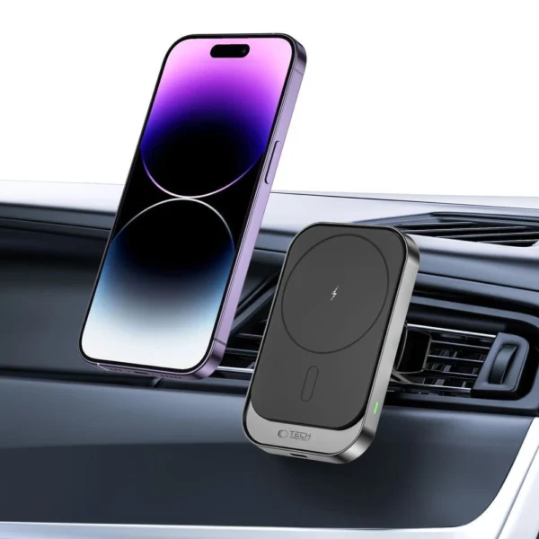 Tech-Protect CW19 MagSafe magnetic car holder with 15W inductive charger for air vent - blackeng