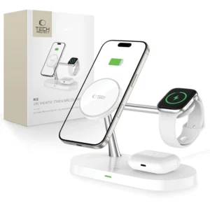 Tech-Protect A12 3in1 MagSafe Inductive Charger for Smartphone/Headphones/Smartwatch - Whiteeng
