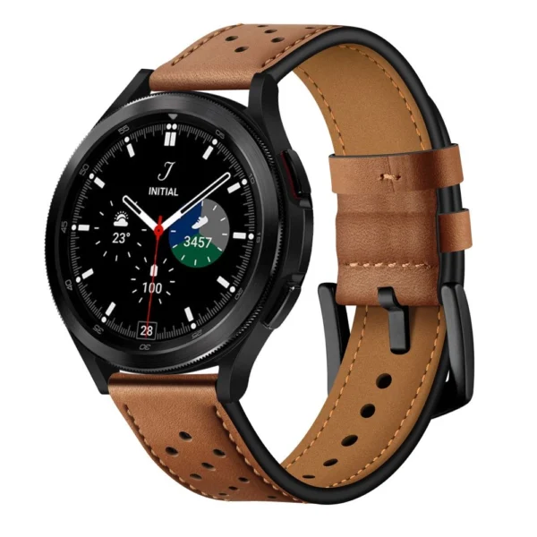 Tech-Protect Leather Strap for Samsung Galaxy Watch 4 / 5 / 5 Pro / 6 / 7 / FE - Browneng