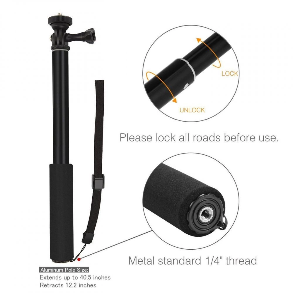 Tech-Protect Monopad for GoPro Hero with Selfie Stick up to 92cm - Blackeng
