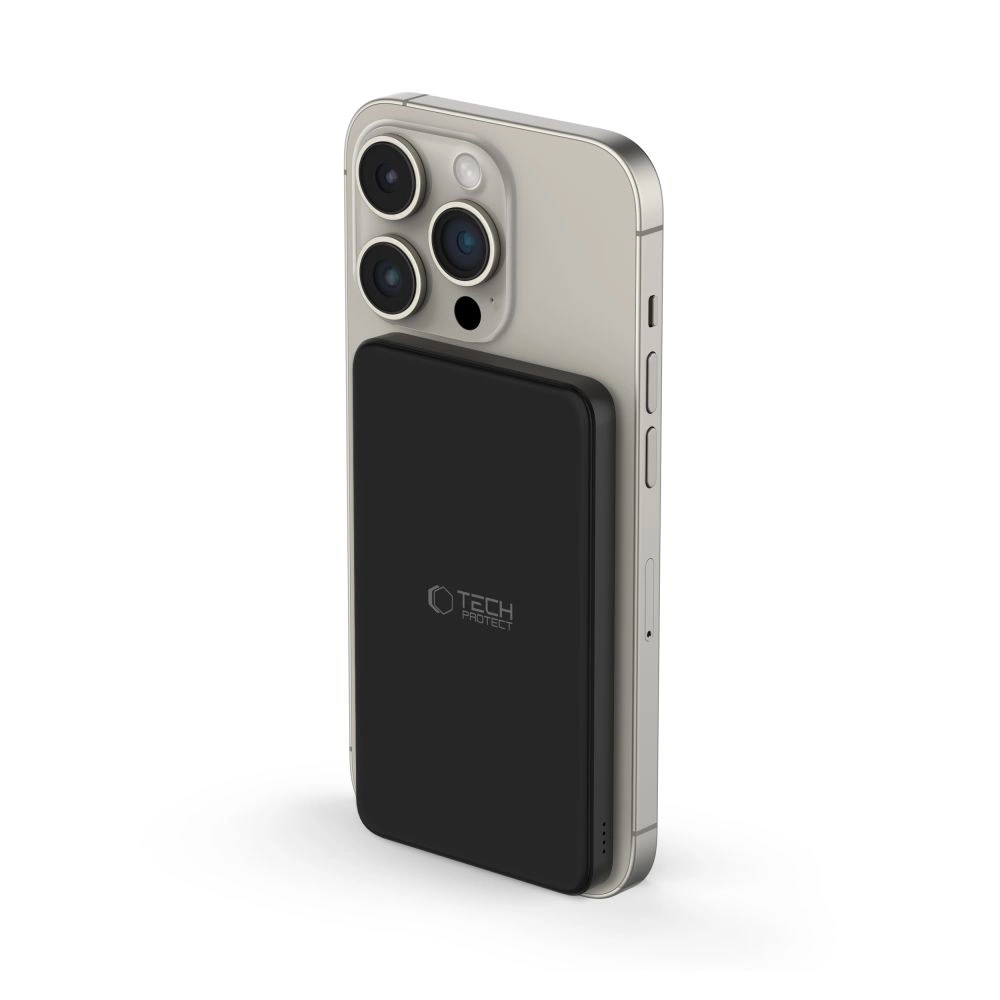 Tech-Protect LifeMag PB9 Powerbank with MagSafe 5000mAh 15W USB-C / Lightning ports - black + USB-C cableeng