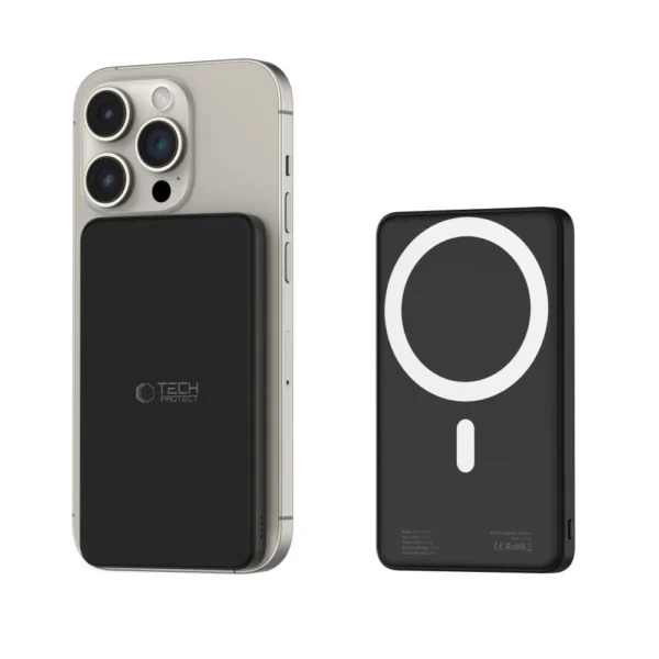 Tech-Protect LifeMag PB9 Powerbank with MagSafe 5000mAh 15W USB-C / Lightning ports - black + USB-C cableeng