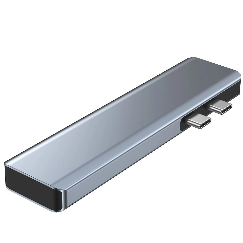 HUB Tech-Protect V5 7in1 2x USB-C - USB-A 3.0 / USB-A 2.0 / 2x USB-C / HDMI / micro SD / TF / SD card reader - grayeng