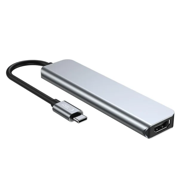 HUB Tech-Protect V4 6in1 USB-C - USB-A 3.0 / USB-A 2.0 / USB-C / HDMI / micro SD / TF / SD card reader - grayeng