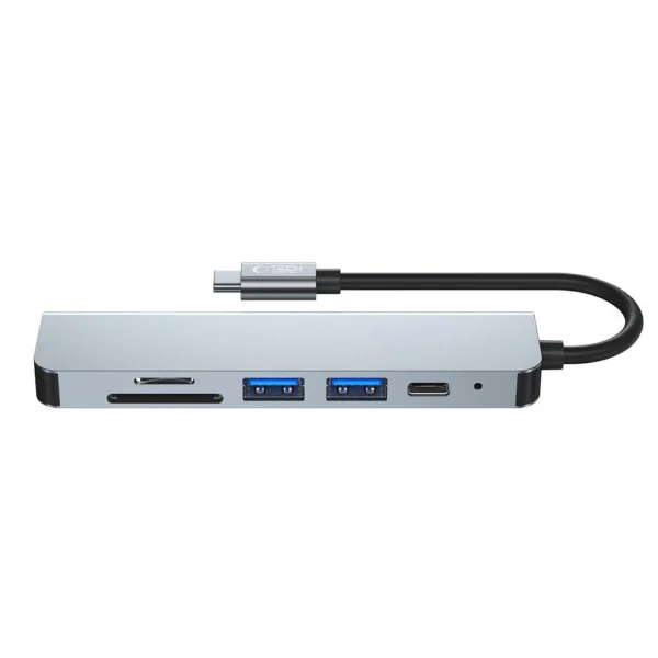 HUB Tech-Protect V4 6in1 USB-C - USB-A 3.0 / USB-A 2.0 / USB-C / HDMI / micro SD / TF / SD card reader - grayeng