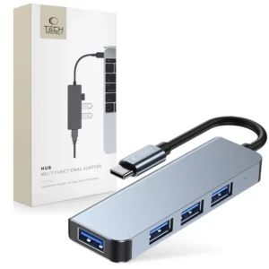HUB Tech-Protect V1 4in1 USB-C - 3x USB-A 2.0 / USB-A 3.0 - grayeng
