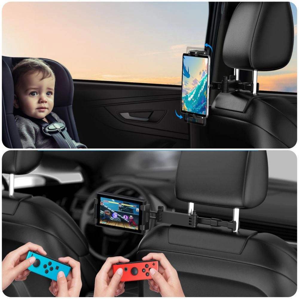 Tech-Protect V1 Telescopic Car Headrest Phone Holder - Blackeng