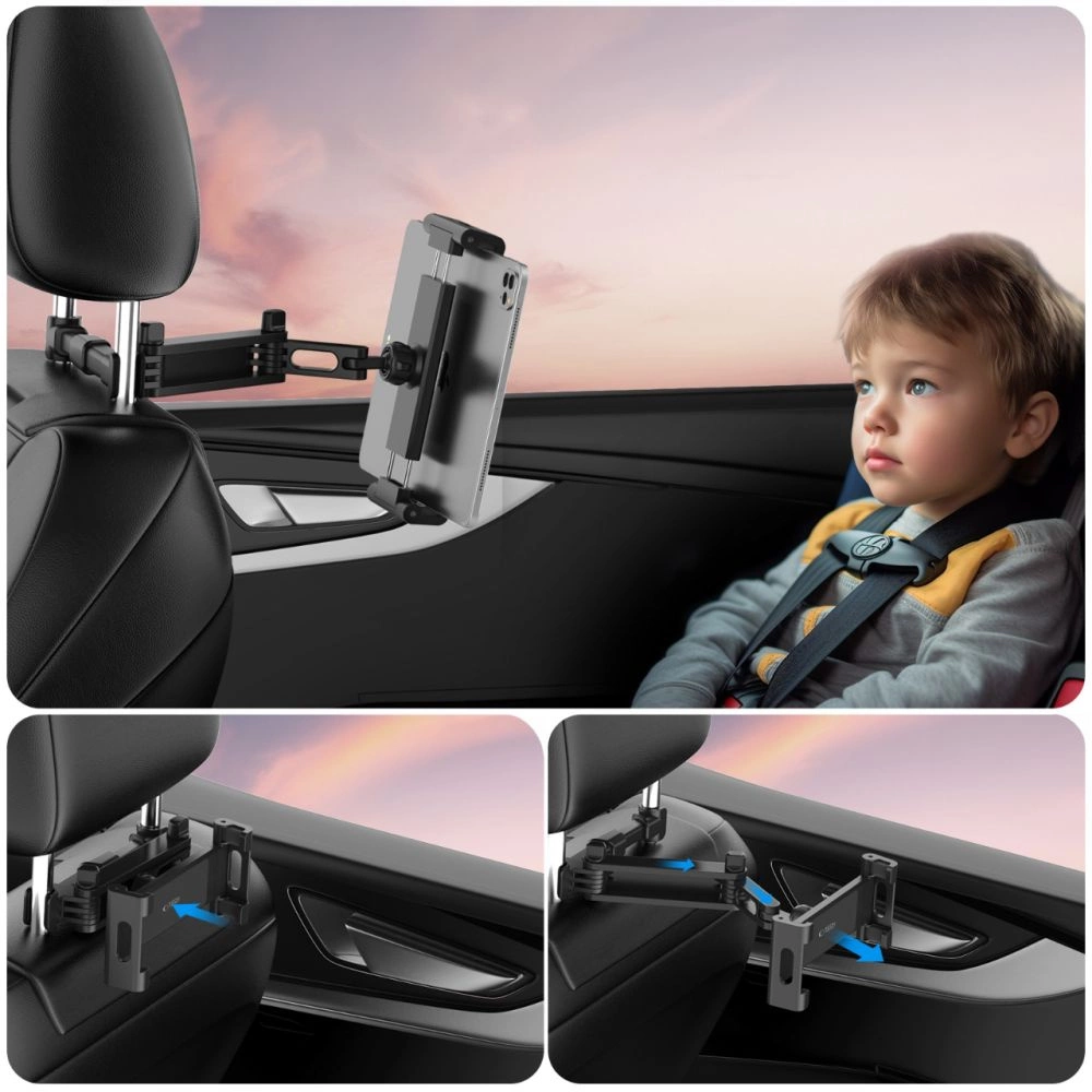 Tech-Protect V1 Telescopic Car Headrest Phone Holder - Blackeng