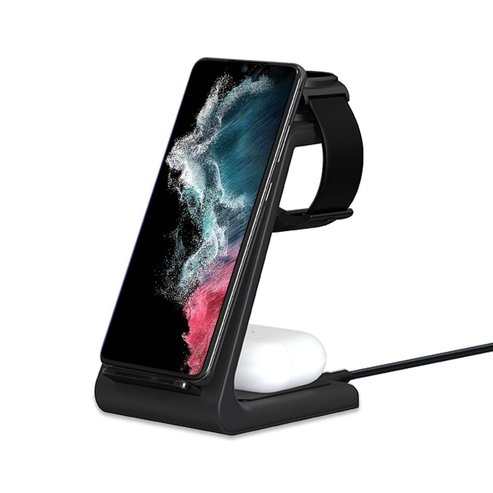 Tech-Protect A7 10W inductive charger in the form of a 3-in-1 stand for smartphone / headphones / smartwatch - blackeng