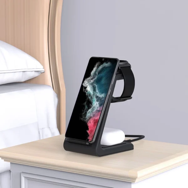 Tech-Protect A7 10W inductive charger in the form of a 3-in-1 stand for smartphone / headphones / smartwatch - blackeng