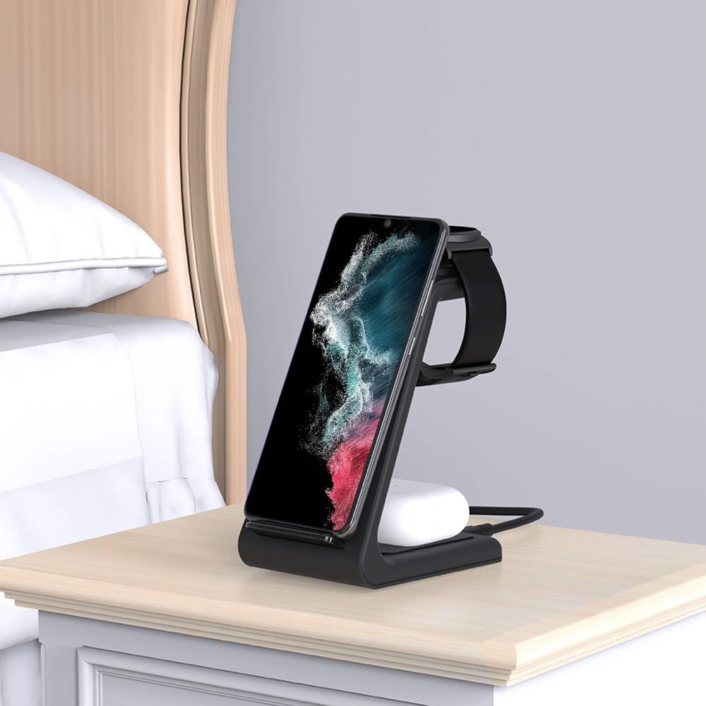 Tech-Protect A7 10W inductive charger in the form of a 3-in-1 stand for smartphone / headphones / smartwatch - blackeng