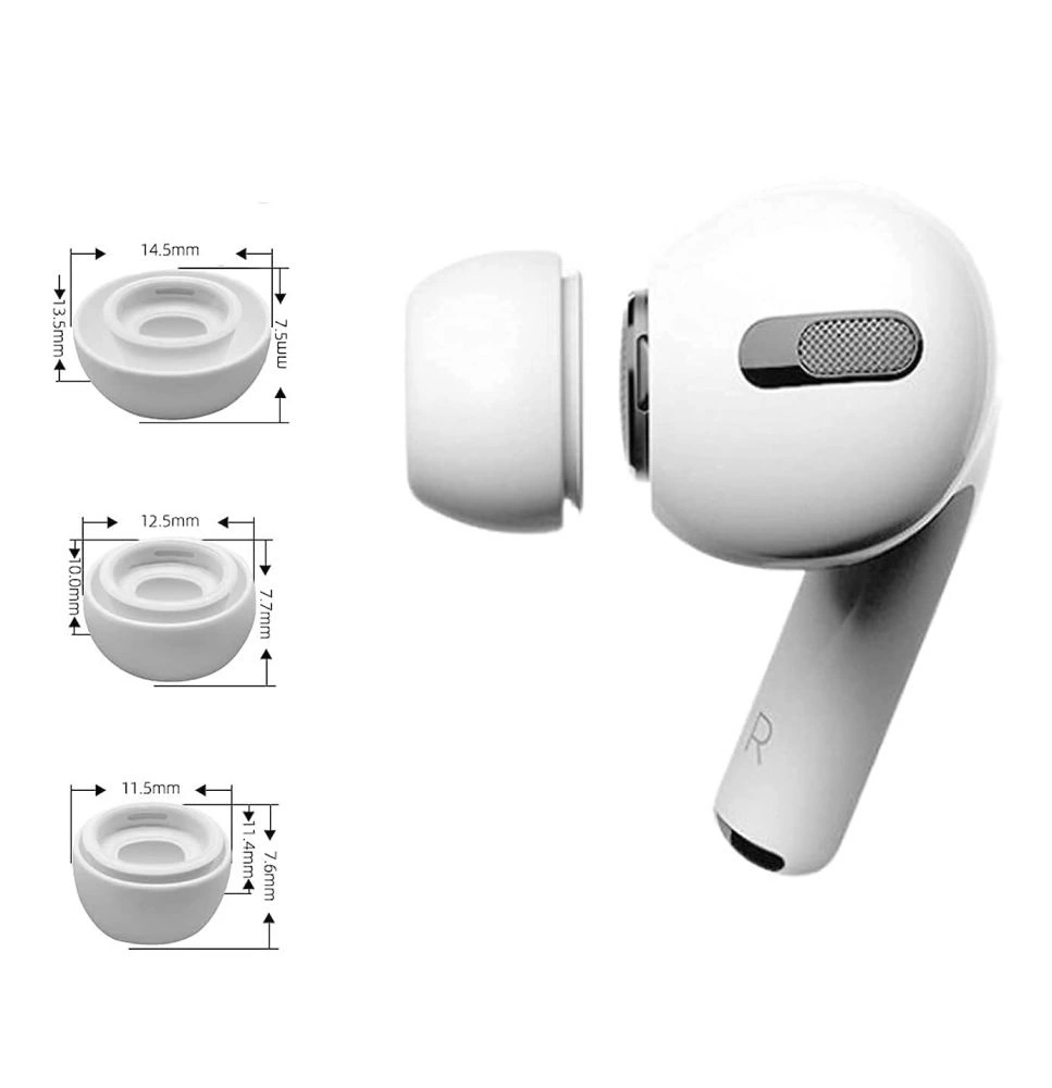 Tech-Protect Ear Tips for AirPods Pro 1 / 2 in sizes S / M / L - white (3 pcs.)eng