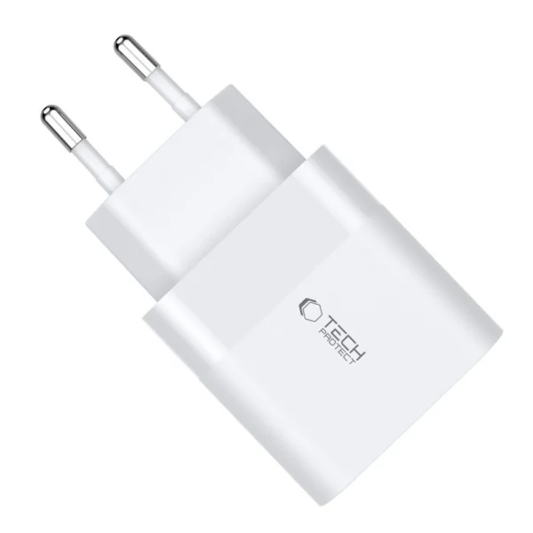 Tech-Protect C30W charger USB-C PD 30W / USB-A QC 3.0 - whiteeng