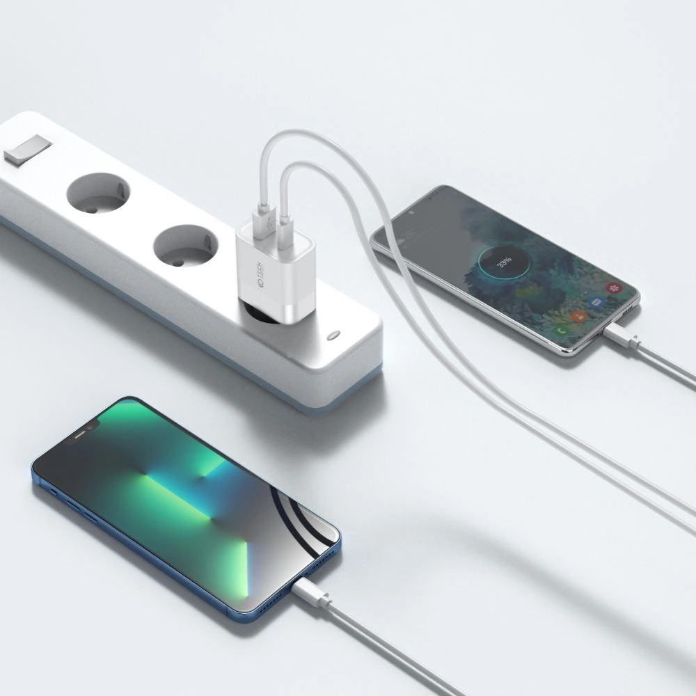 Tech-Protect C30W charger USB-C PD 30W / USB-A QC 3.0 - whiteeng