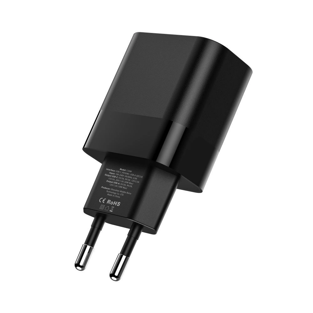 Tech-Protect C30W Charger USB-C PD 30W / USB-A QC 3.0 - Blackeng