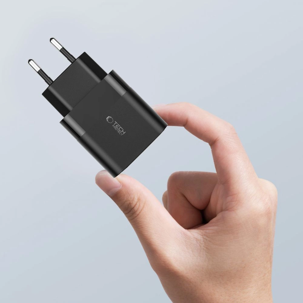 Tech-Protect C30W Charger USB-C PD 30W / USB-A QC 3.0 - Blackeng