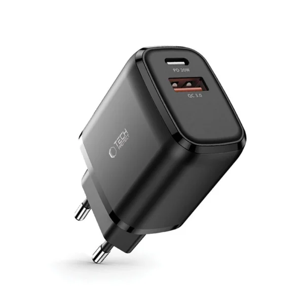Tech-Protect C20W Charger USB-C PD 20W / USB-A QC 3.0 - Blackeng