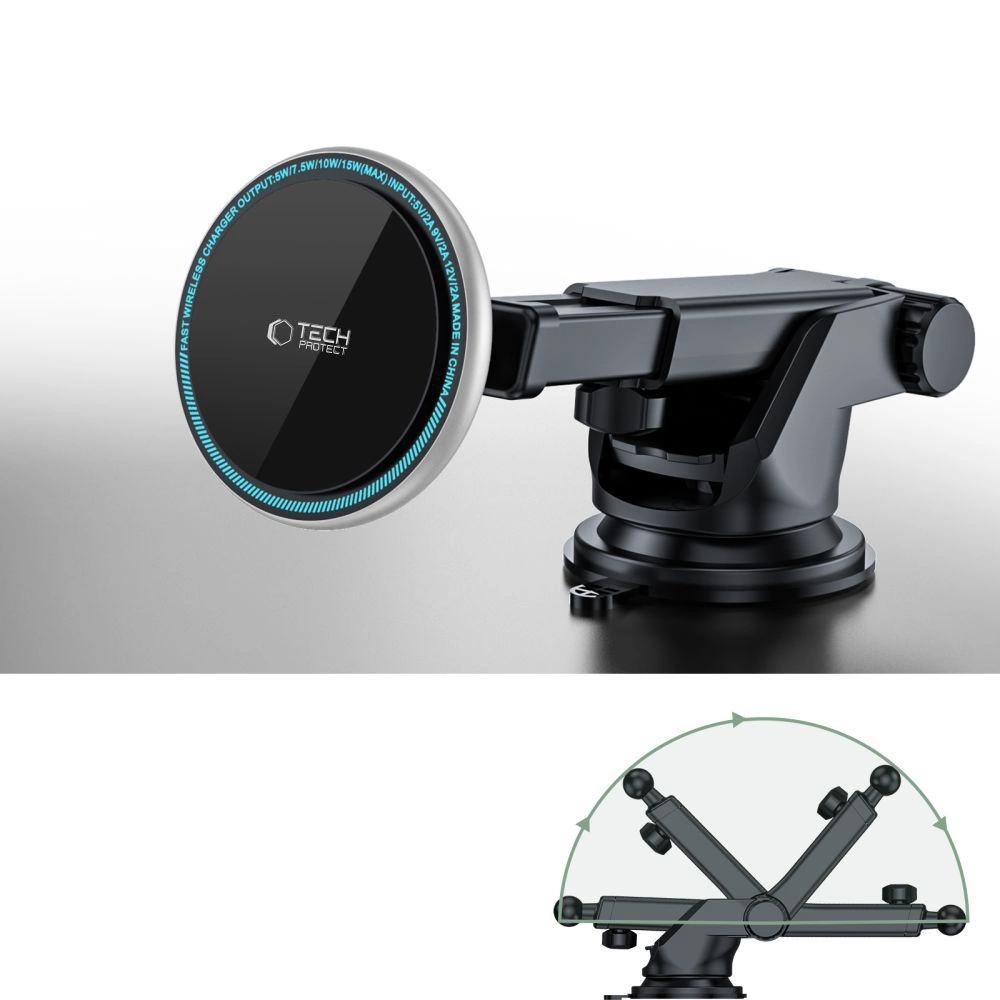 Tech-Protect A2 Car Phone Holder with MagSafe 15W Inductive Charger for Cockpit - Blackeng
