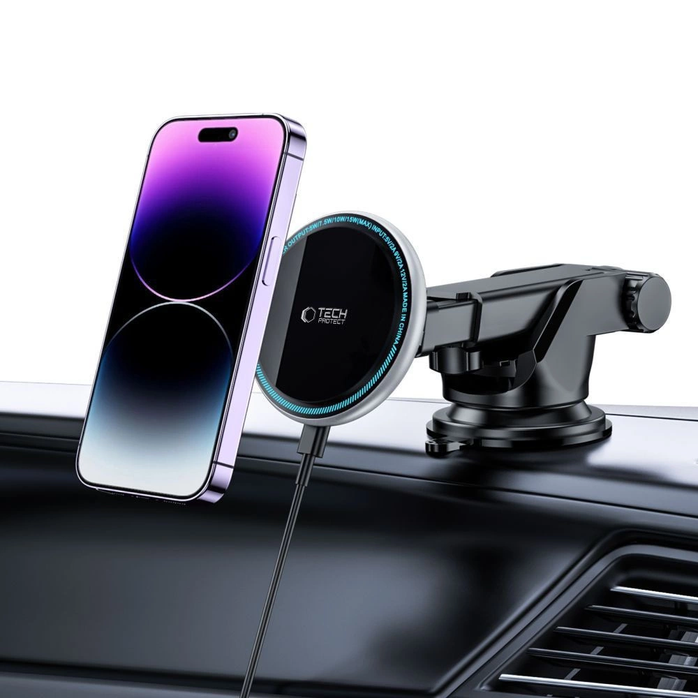 Tech-Protect A2 Car Phone Holder with MagSafe 15W Inductive Charger for Cockpit - Blackeng