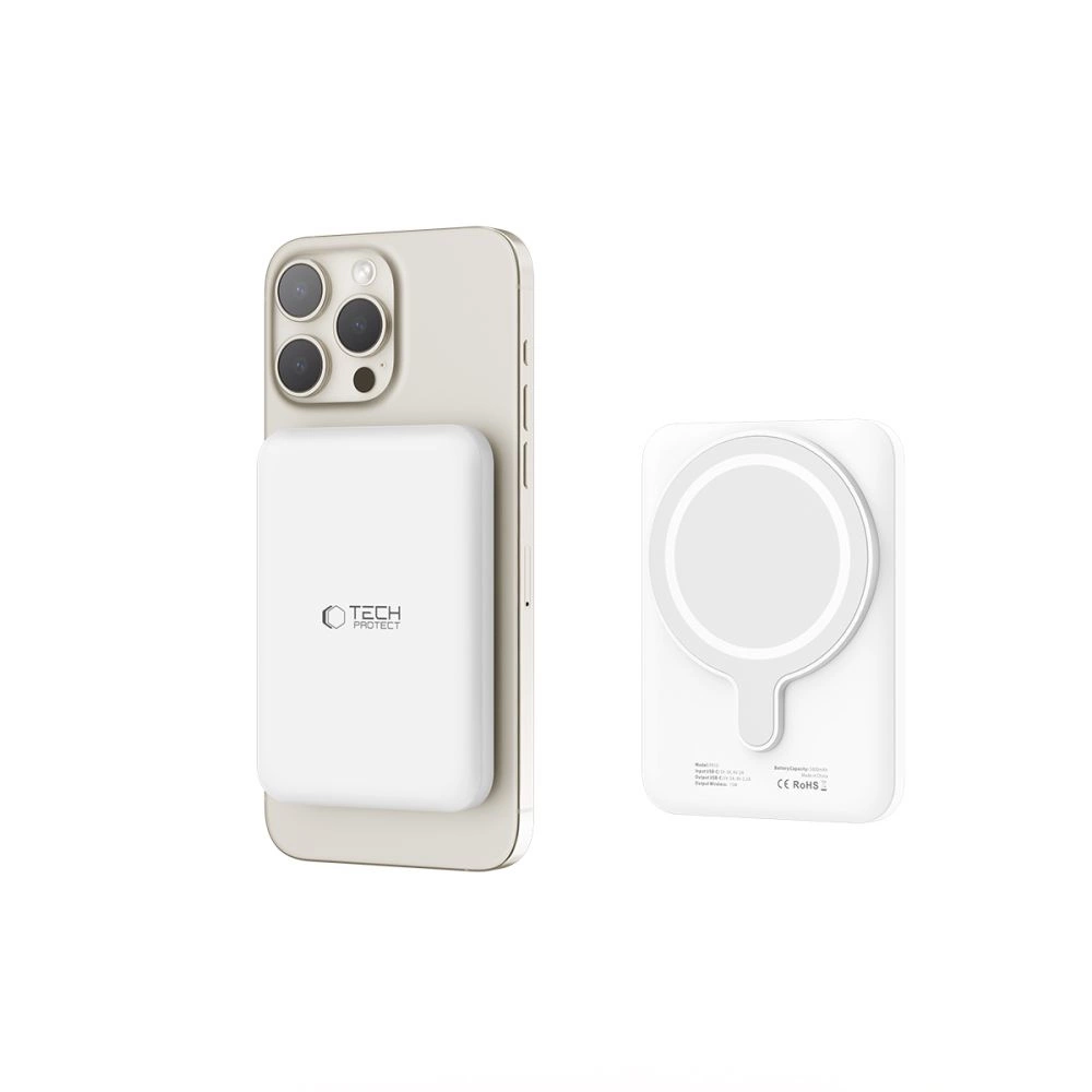 Tech-Protect LifeMag PB10 Powerbank with MagSafe 5000mAh 15W USB-C port - white + USB-C cableeng