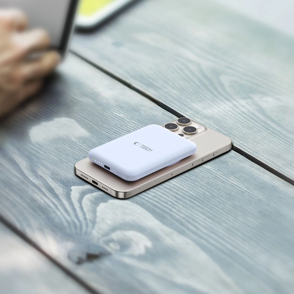 Tech-Protect LifeMag PB10 Powerbank with MagSafe 5000mAh 15W USB-C port - blue + USB-C cableeng