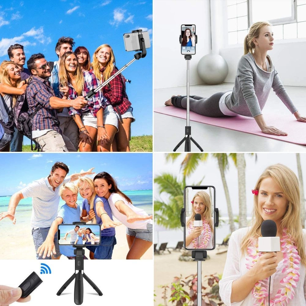 Tech-Protect L02S Bluetooth selfie stick with tripod up to 72cm - blackeng