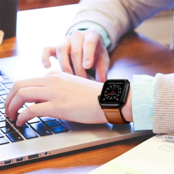 Tech-Protect Leatherfit Strap for Apple Watch 4 / 5 / 6 / 7 / 8 / 9 / SE (38/40/41 mm) - Browneng
