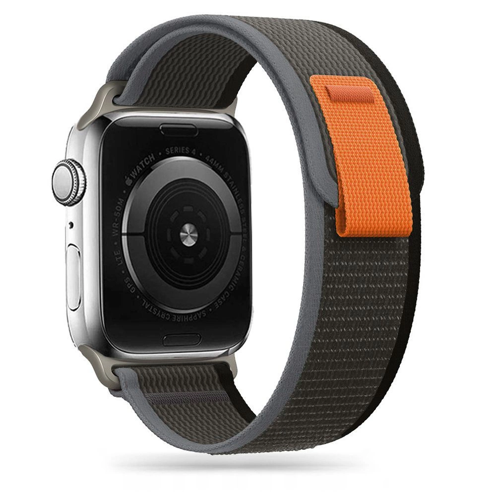 Tech-Protect Nylon Strap for Apple Watch 4/5/6/7/8/9/SE/Ultra 1/2 (42/44/45/49 mm) - Black & Orangeeng