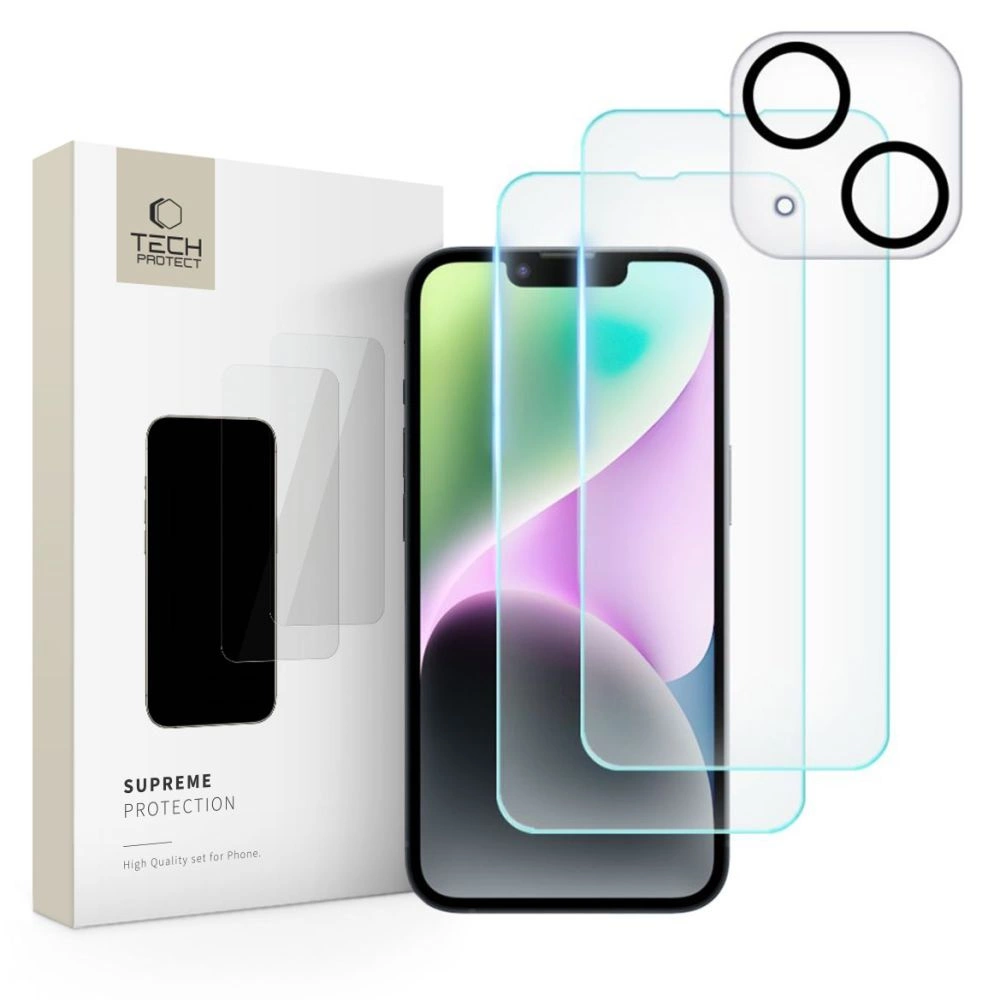 Tech-Protect Supreme Set for iPhone 14 2x tempered glass for display / tempered glass for cameraeng