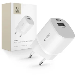 Tech-Protect C20W charger mini USB-C PD 20W / USB-A QC 3.0 - whiteeng