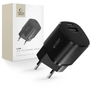 Tech-Protect C20W charger mini USB-C PD 20W / USB-A QC 3.0 - blackeng