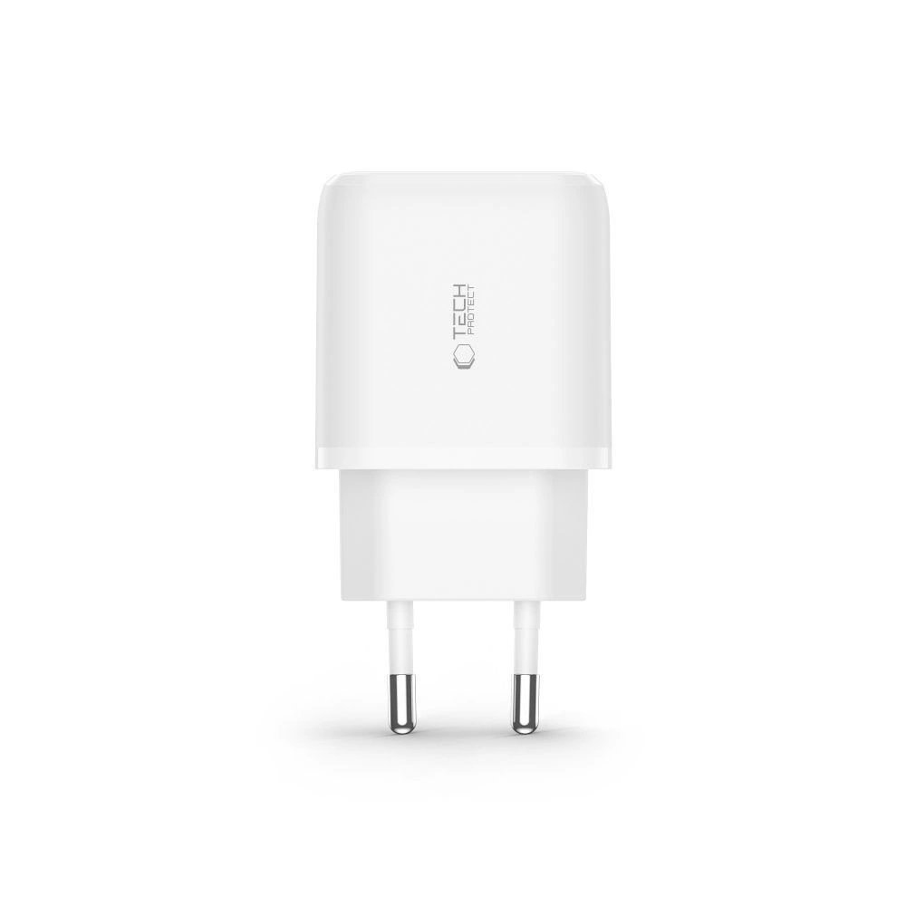 Tech-Protect C20W USB-C PD 20W / USB-A QC 3.0 Charger with USB-C / Lightning Cable - Whiteeng