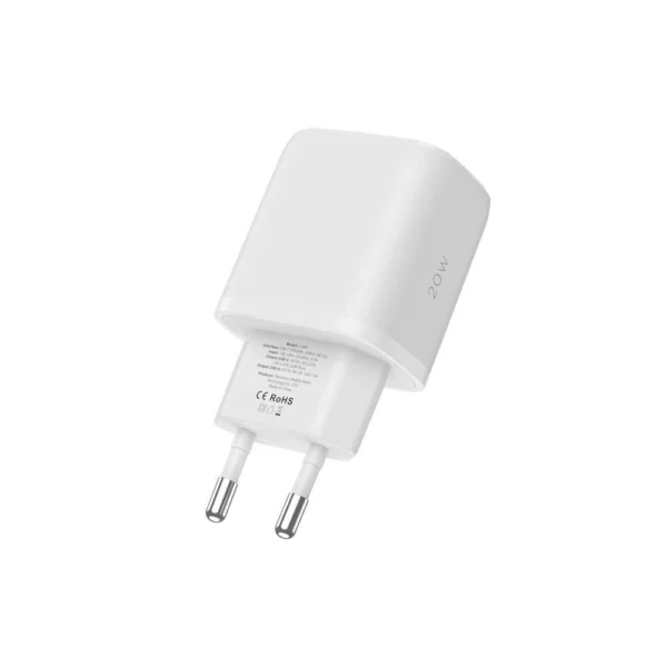 Tech-Protect C20W USB-C PD 20W / USB-A QC 3.0 charger with USB-C / USB-C cable - whiteeng