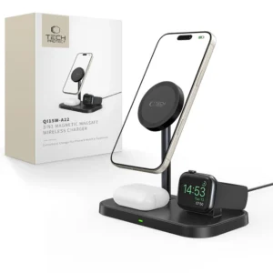 Tech-Protect QI15W-A22 MagSafe Inductive Charger with 3in1 MagSafe Stand for Smartphone / Apple Watch / AirPods - Blackeng
