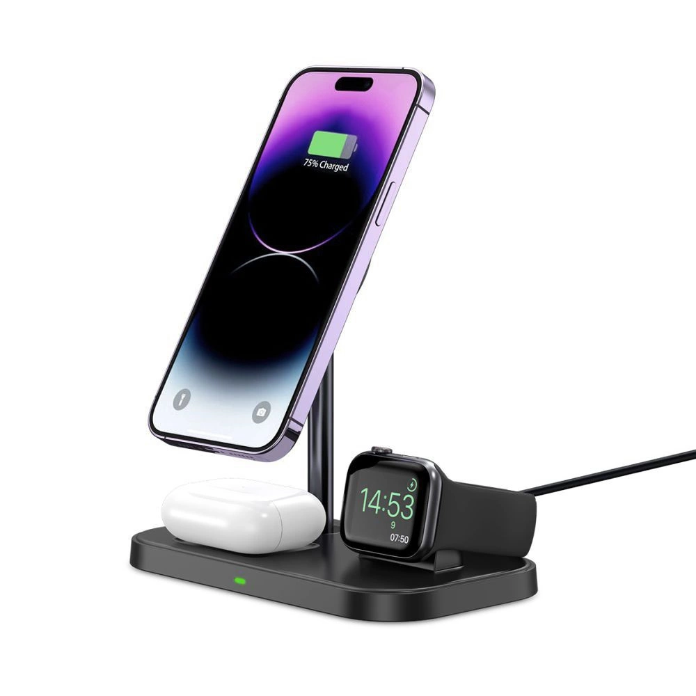 Tech-Protect QI15W-A22 MagSafe Inductive Charger with 3in1 MagSafe Stand for Smartphone / Apple Watch / AirPods - Blackeng