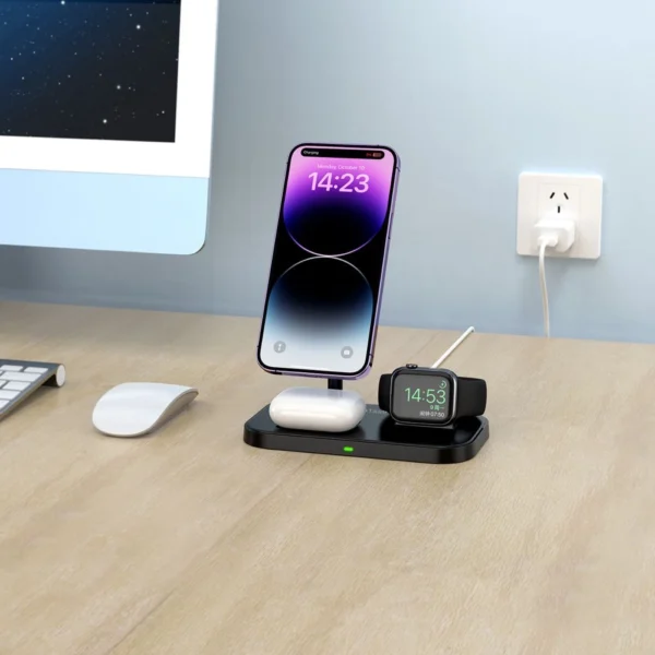 Tech-Protect QI15W-A22 MagSafe Inductive Charger with 3in1 MagSafe Stand for Smartphone / Apple Watch / AirPods - Blackeng