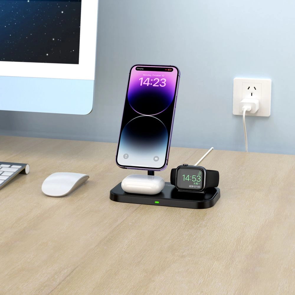 Tech-Protect QI15W-A22 MagSafe Inductive Charger with 3in1 MagSafe Stand for Smartphone / Apple Watch / AirPods - Blackeng