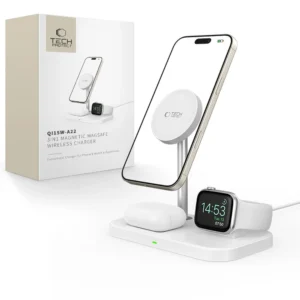 Tech-Protect QI15W-A22 MagSafe inductive charger with 3in1 MagSafe stand for smartphone / Apple Watch / AirPods - whiteeng