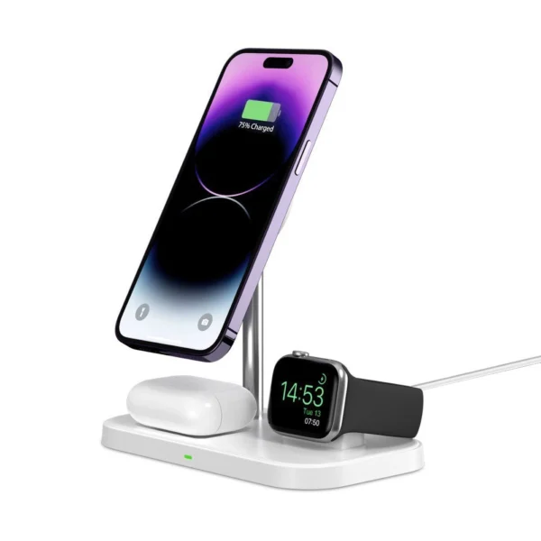 Tech-Protect QI15W-A22 MagSafe inductive charger with 3in1 MagSafe stand for smartphone / Apple Watch / AirPods - whiteeng