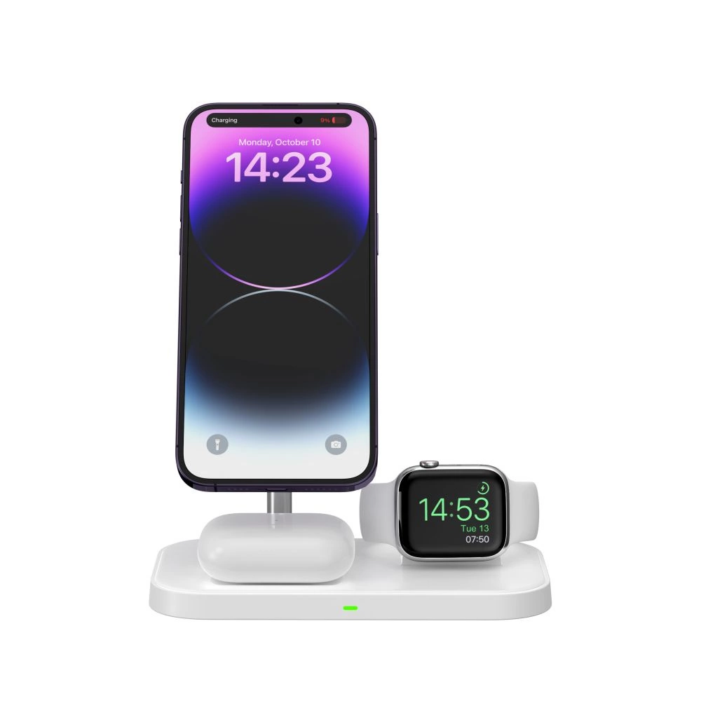 Tech-Protect QI15W-A22 MagSafe inductive charger with 3in1 MagSafe stand for smartphone / Apple Watch / AirPods - whiteeng