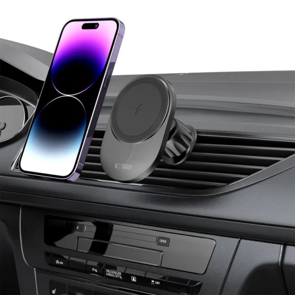 Tech-Protect MM15W-V1 Car Phone Holder with MagSafe 15W Wireless Charger for Cockpit/Air Vent - Blackeng
