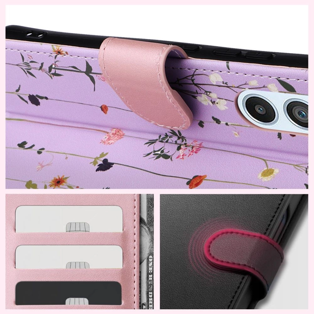 Tech-Protect Wallet Case for Samsung Galaxy A54 5G - Purple Flowerseng