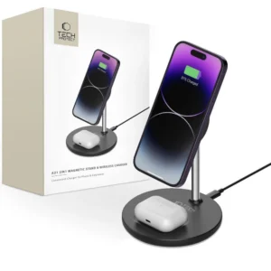 Tech-Protect QI15W-A21 MagSafe 15W inductive charger with 2in1 smartphone/headphone stand - blackeng