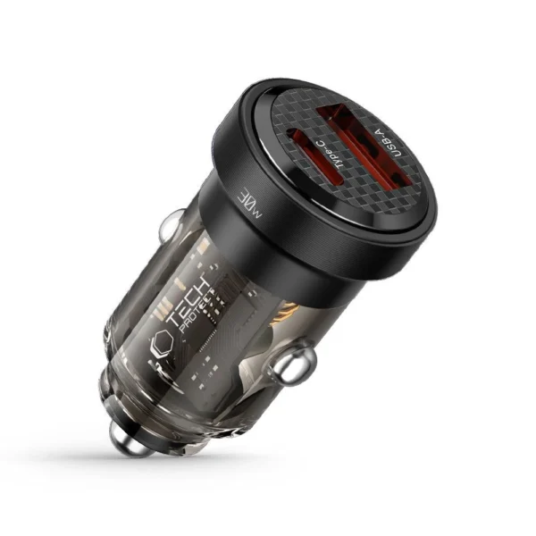 Tech-Protect CC30W Car Charger USB-C PD 30W / USB-A QC 3.0 - Blackeng