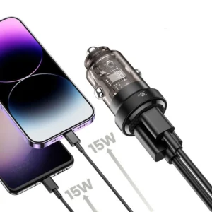 Tech-Protect CC30W Car Charger USB-C PD 30W / USB-A QC 3.0 - Blackeng
