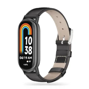 Tech-Protect Leatherfit strap for Xiaomi Smart Band 8 / 8 NFC - blackeng
