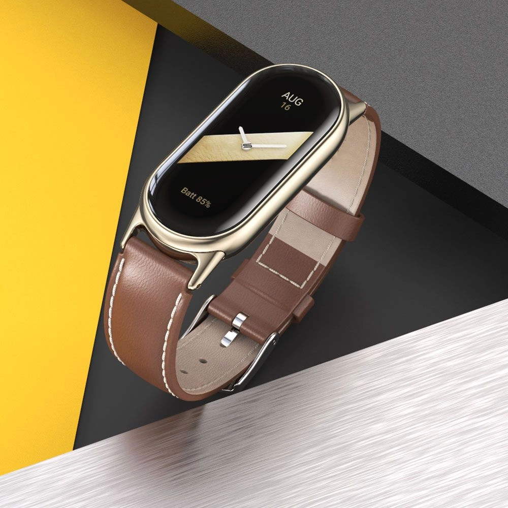 Tech-Protect Leatherfit strap for Xiaomi Smart Band 8 / 8 NFC - blackeng