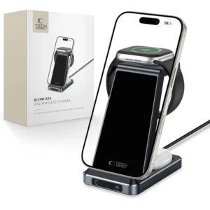 Tech-Protect QI15W-A26 Inductive Charger 15W 3in1 for Smartphone / Headphones / Apple Watch - Blackeng