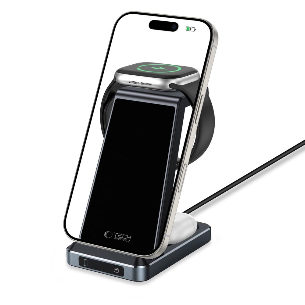 Tech-Protect QI15W-A26 Inductive Charger 15W 3in1 for Smartphone / Headphones / Apple Watch - Blackeng