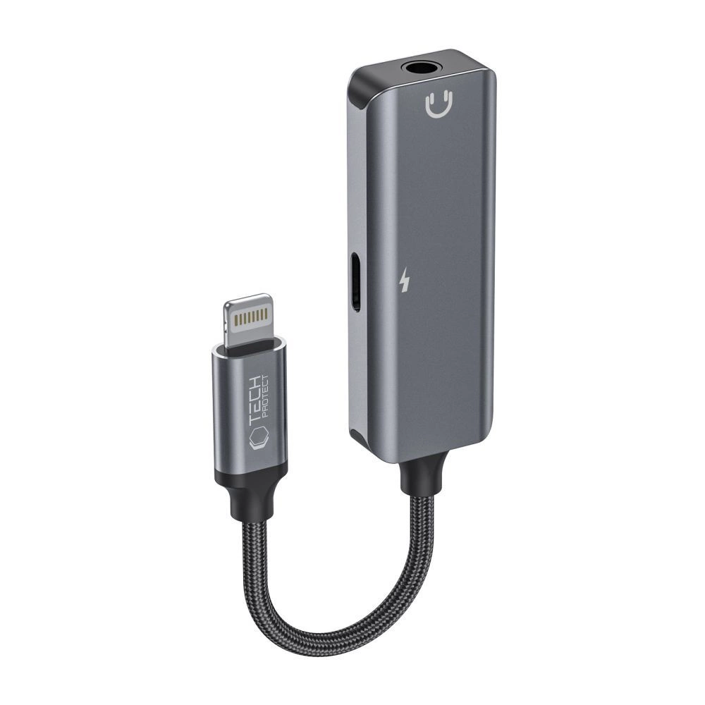 Tech-Protect UltraBoost audio adapter Lightning (male) / mini jack 3.5mm (female) - Lightning (female) - blackeng
